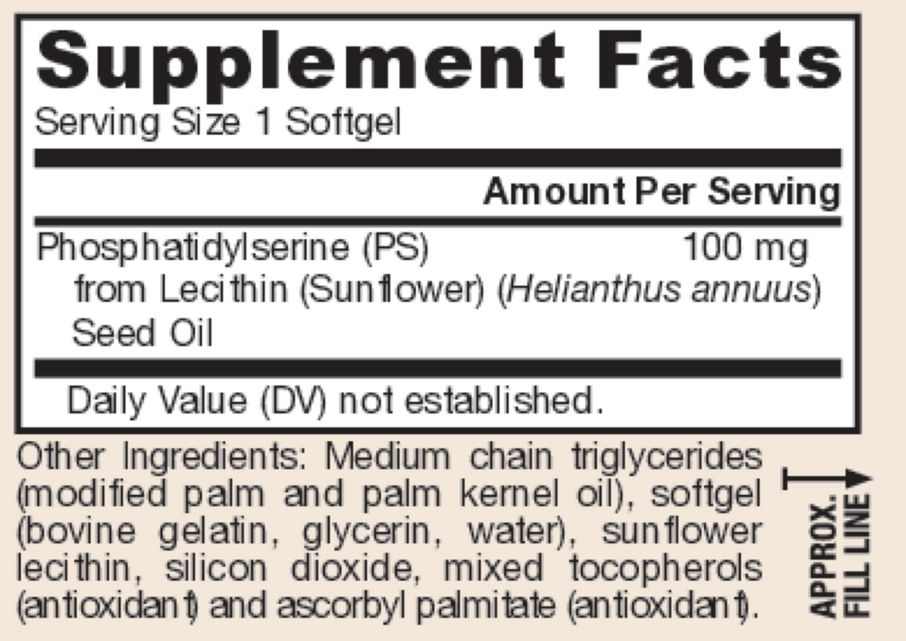 PS 100 mg 60ct Supplement Facts Label