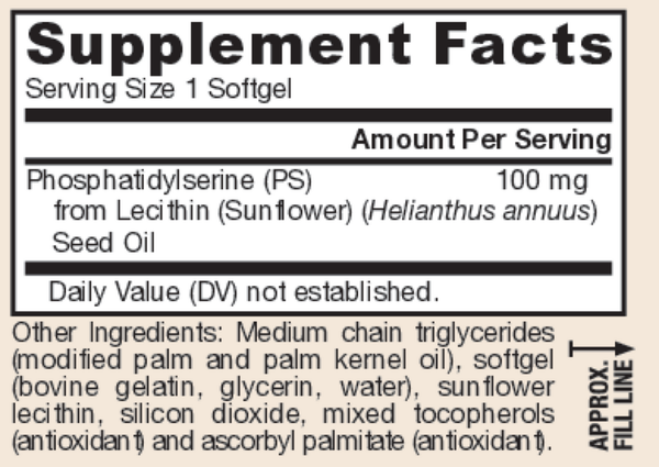 PS 100 mg 60ct Supplement Facts Label