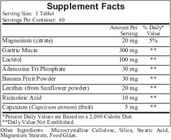 Helicobactrin Supplement Facts Label