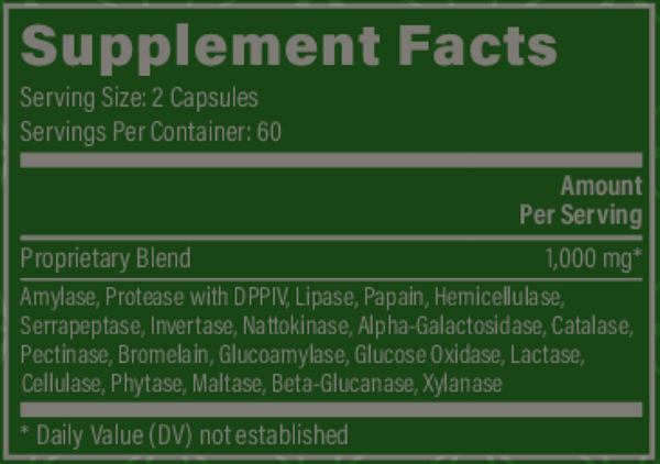 Ultimate Enzymes (Veganzyme) Supplement Facts Label