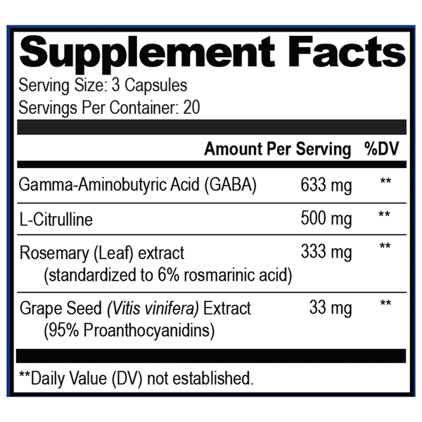 Gaba Brain Food Supplement Facts Label