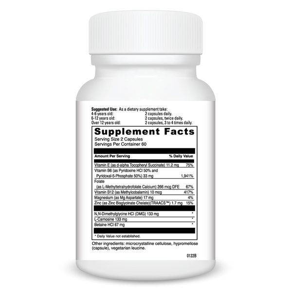 Behavior Balance Dmg Supplement Facts Label