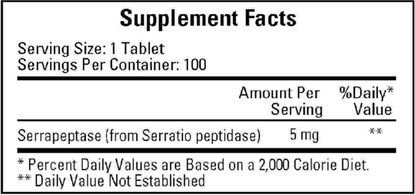 Serraflazyme Supplement Facts Label