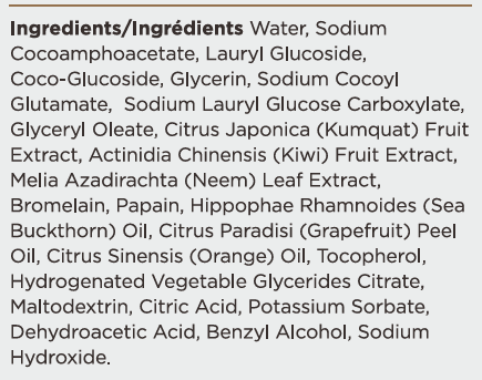 Purify Enzyme Cleanser Supplement Facts Label
