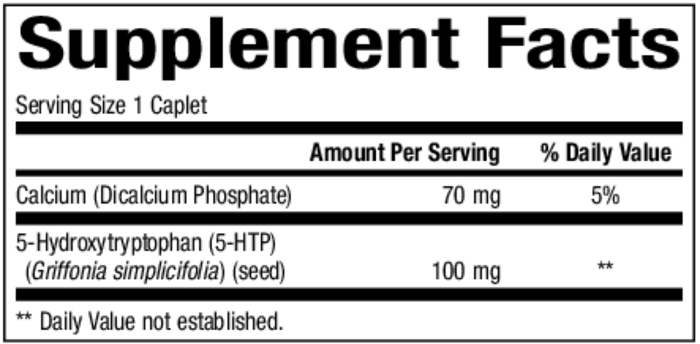 5-HTP 100 mg Supplement Facts Label