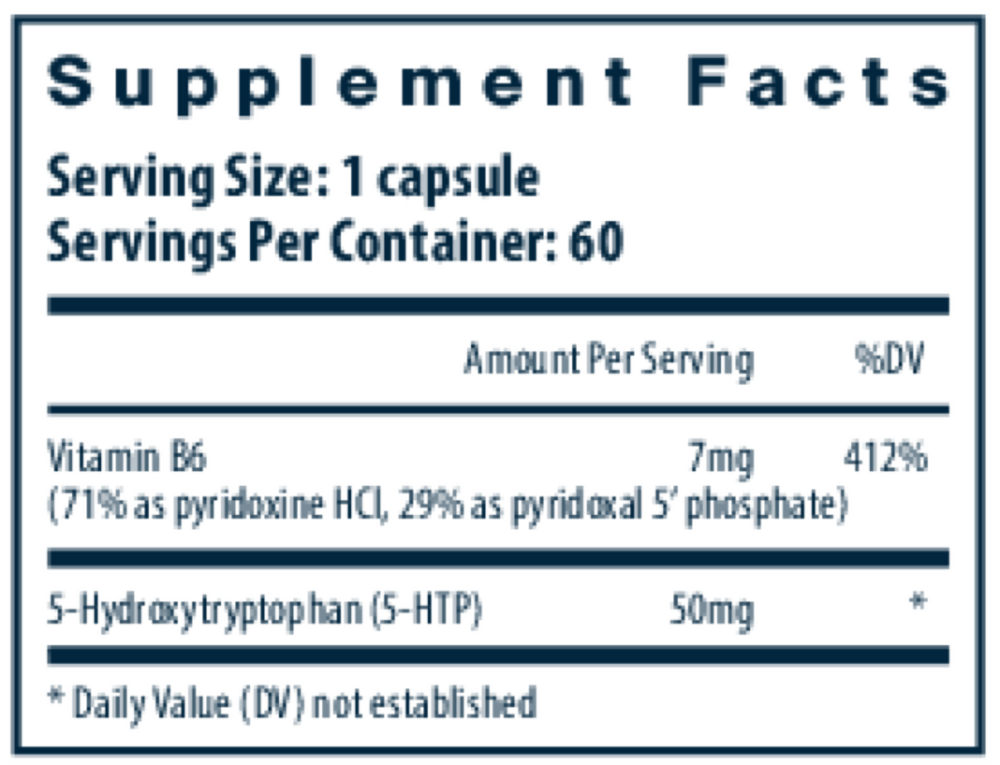 5-HTP 50 mg Supplement Facts Label