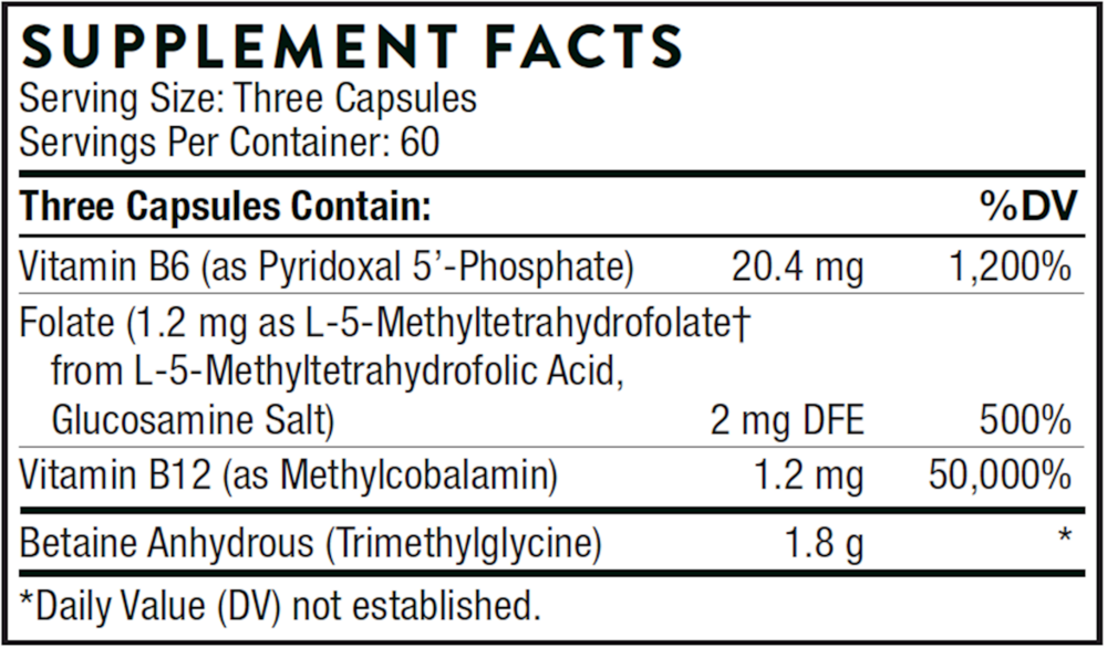 Methyl-Guard Supplement Facts Label