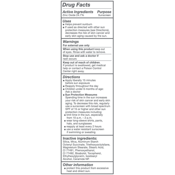 Sun Protection Mineral Powder Supplement Facts Label