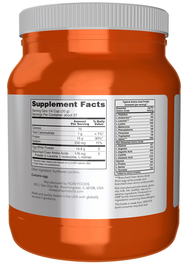 Eggwhite Protein Supplement Facts Label