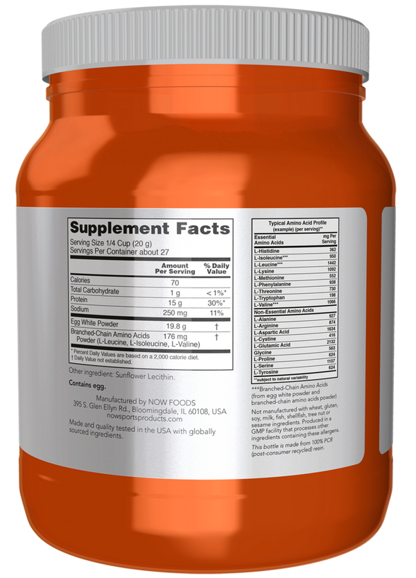 Eggwhite Protein Supplement Facts Label