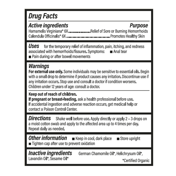 Fissure Control Supplement Facts Label