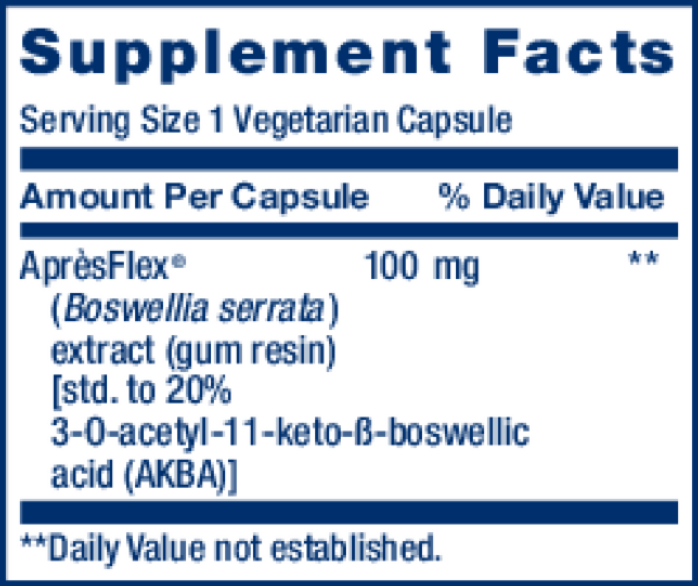 5-LOX Inhibitor with AprèsFlex® Supplement Facts Label