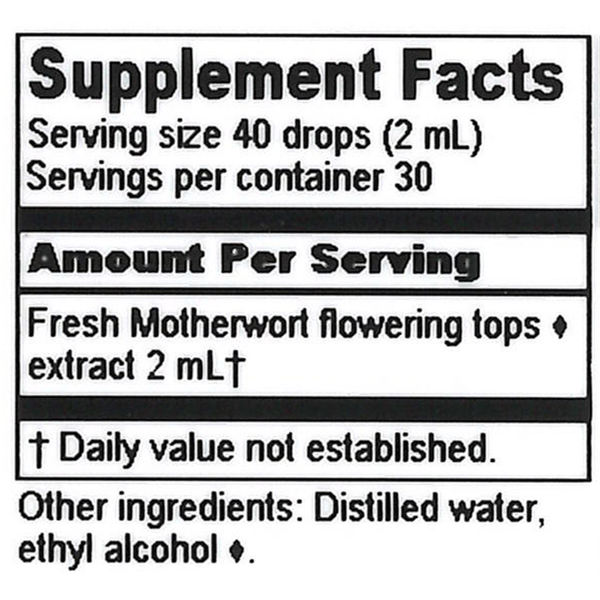 Motherwort Extract Supplement Facts Label