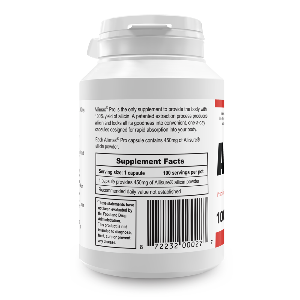Allimax PRO 450 mg Supplement Facts Label