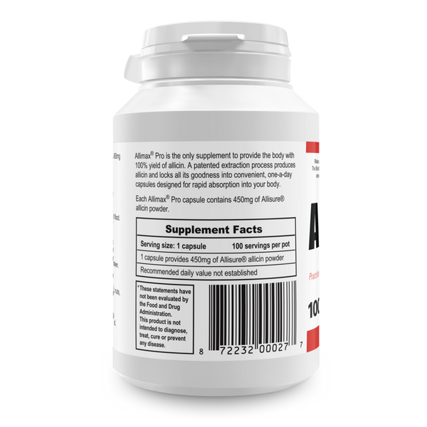 Allimax PRO 450 mg Supplement Facts Label