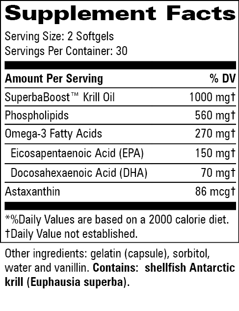 Krill Ultra Supplement Facts Label