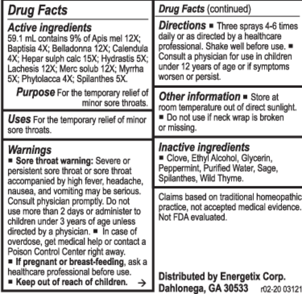 Throat Spray Tone Supplement Facts Label