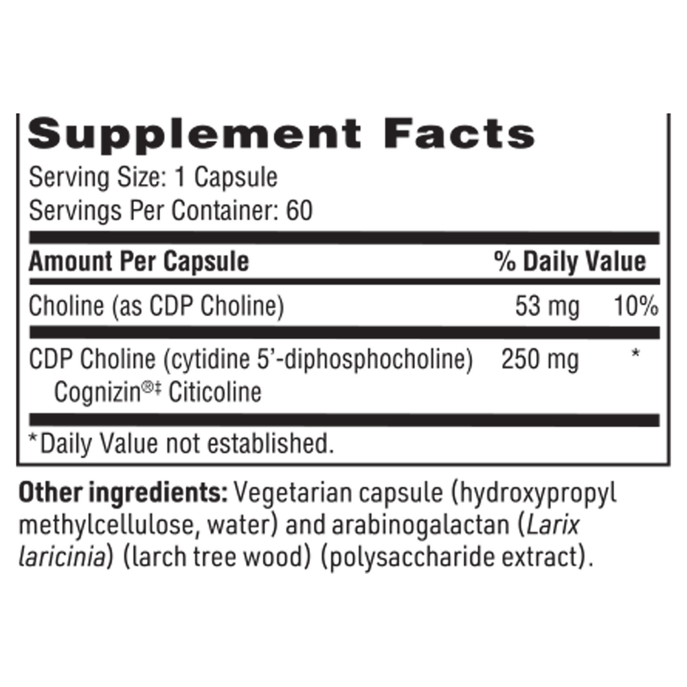 CDP Choline Supplement Facts Label