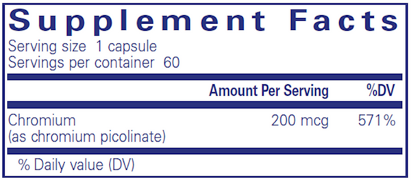 Chromium (picolinate) 200 mcg Supplement Facts Label