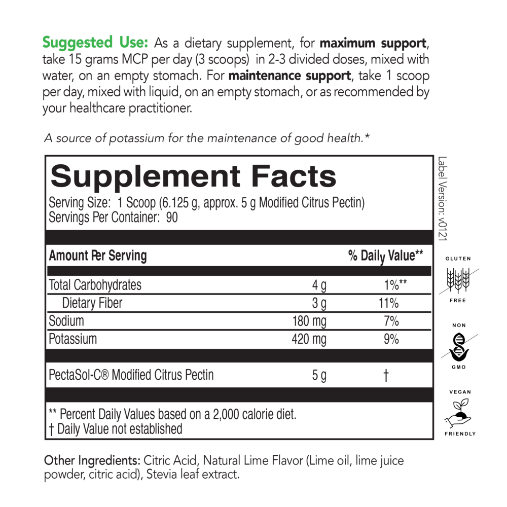 PectaSol-C Lime Infusion Supplement Facts Label
