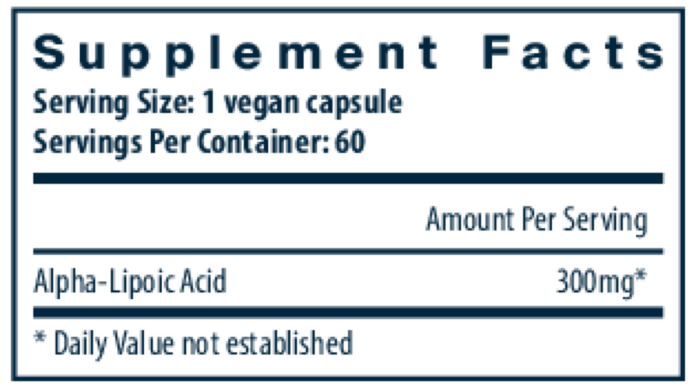 Lipoic Acid 300 mg Supplement Facts Label