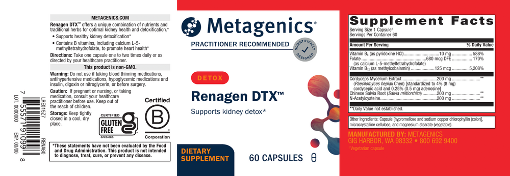 Renagen DTX Supplement Facts Label