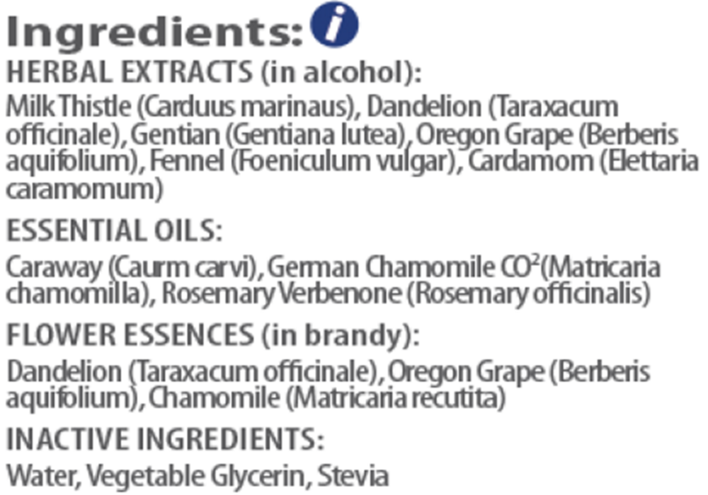 Organic Digestive Nectar Supplement Facts Label