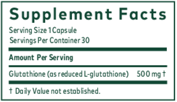 Glutathione 500 Supplement Facts Label