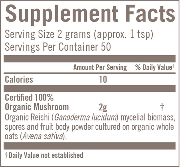 Reishi (Ganoderma lucidum) Supplement Facts Label