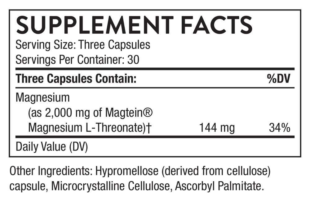 Cognitive Vitality Supplement Facts Label