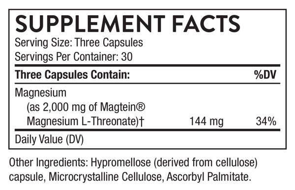 Cognitive Vitality Supplement Facts Label
