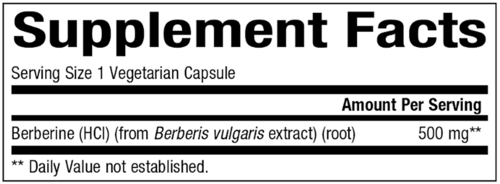 Berberine HCL Supplement Facts Label