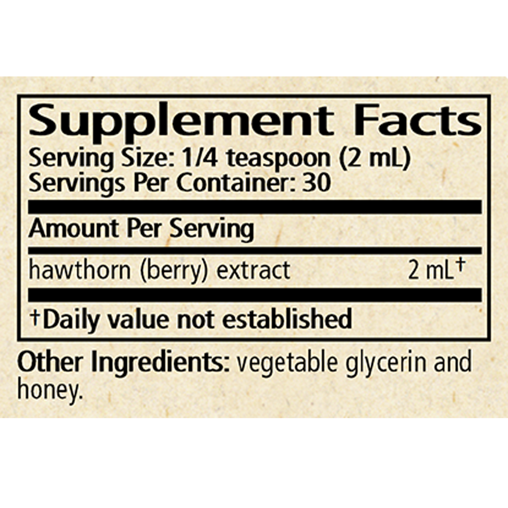 Hawthorne Solid Extract Supplement Facts Label