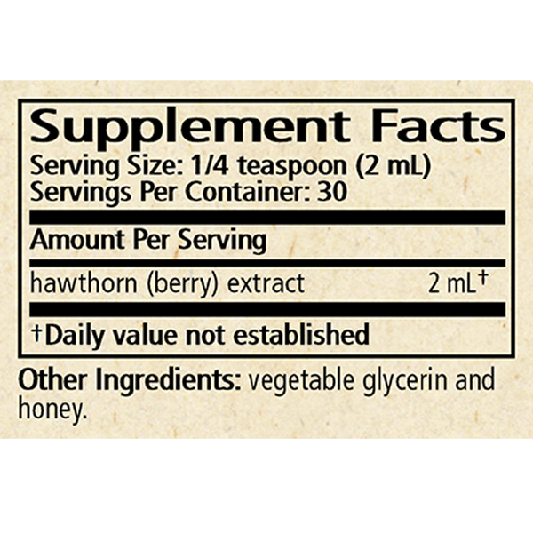 Hawthorne Solid Extract Supplement Facts Label