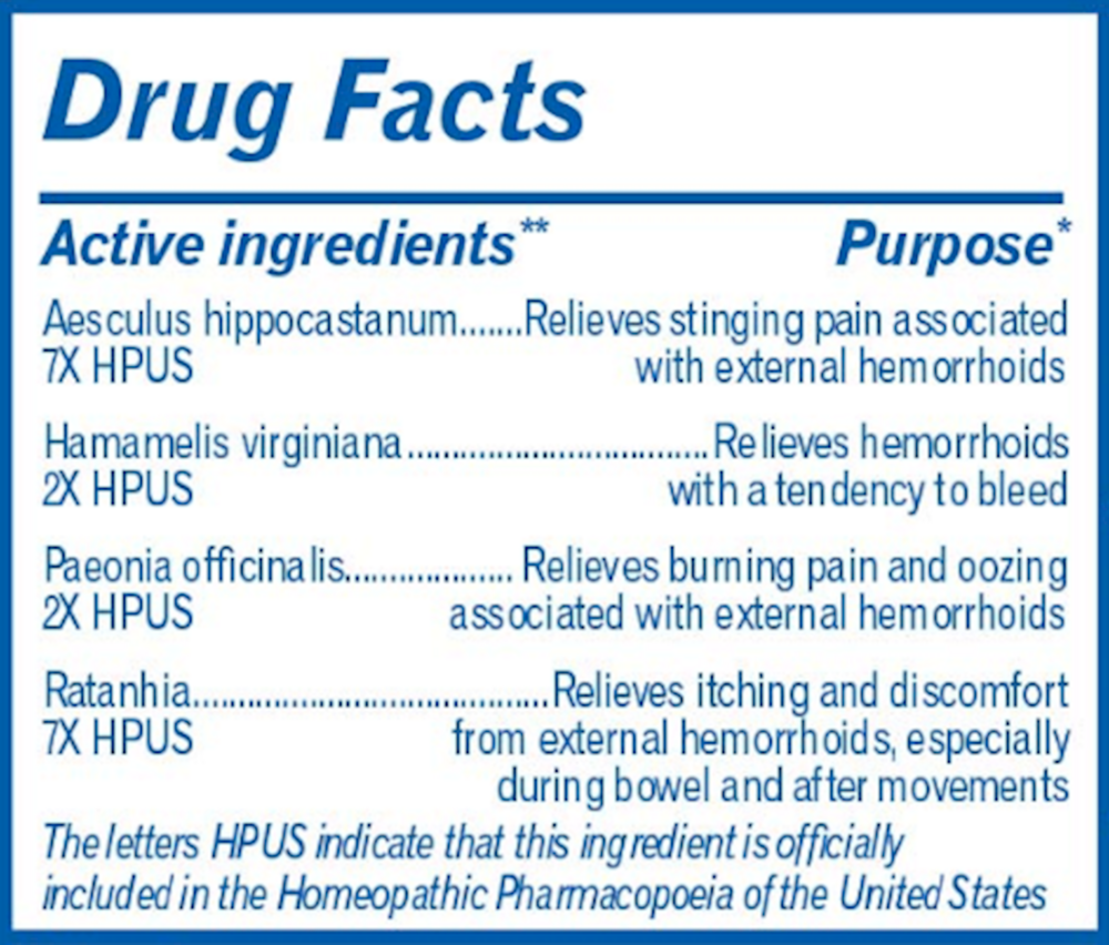 HemCalm Suppositories Supplement Facts Label