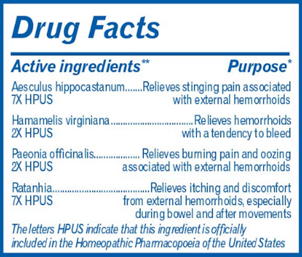 HemCalm Suppositories Supplement Facts Label