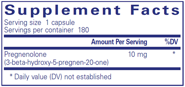 Pregnenolone 10 mg 60ct Supplement Facts Label