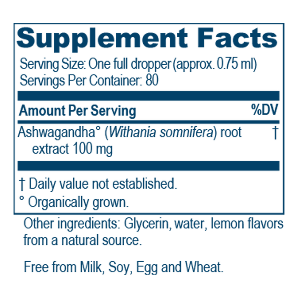 ADULT ASHWAGANDHA DROPS Supplement Facts Label