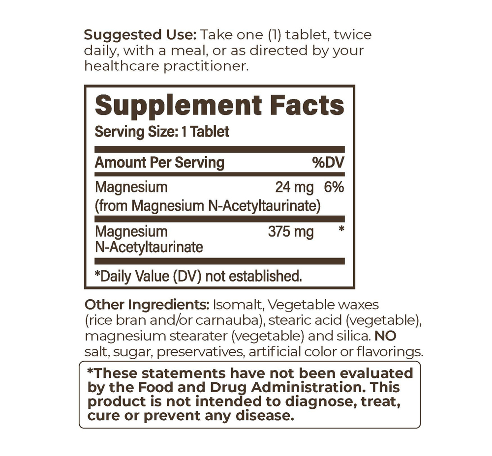 TAUROMAG SR Supplement Facts Label