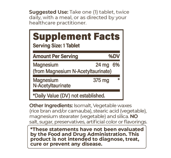 TAUROMAG SR Supplement Facts Label