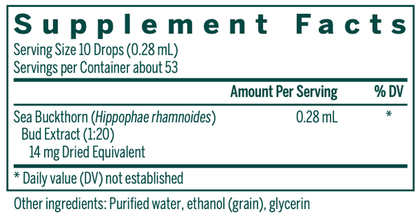 Sea Buckthorn Bud Supplement Facts Label