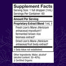 lion's mane extract 2oz host defense supplement facts