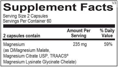 Opti-Absorb Triple Magnesium Supplement Facts Label