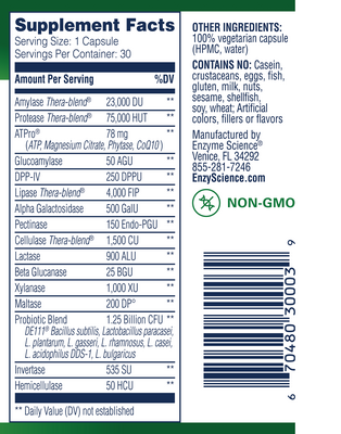 Critical Digestion 90 Capsules Supplement Facts Label
