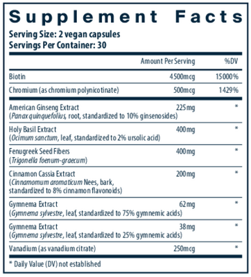 Blood Sugar Support Supplement Facts Label