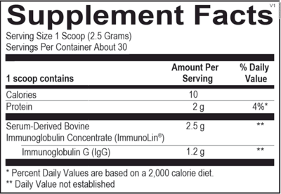 SBI Protect Powder Supplement Facts Label