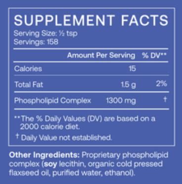 BodyBio PC 1500 mg Supplement Facts Label