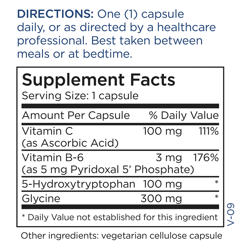 5-HTP (5-Hydroxytryptophan) 100 mg 120 Count (Metabolic Maintenance) supplement facts