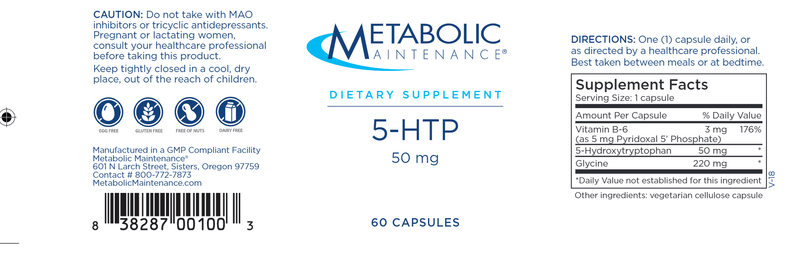 5-HTP (5-Hydroxytryptophan) 50 mg (Metabolic Maintenance) label