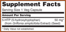 5-htp 50 mg (now foods) supplement facts